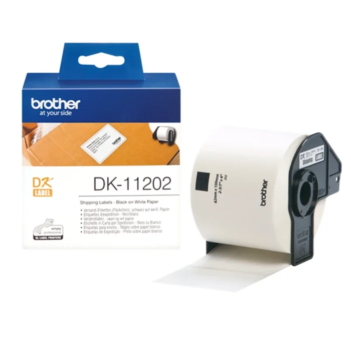 Brother-DK-11202-1 BROTHER เทปกระดาษต่อเนื่องพื้นขาว ขนาด 62 มม. DK-11202 (ฉลากแบบไดคัท)