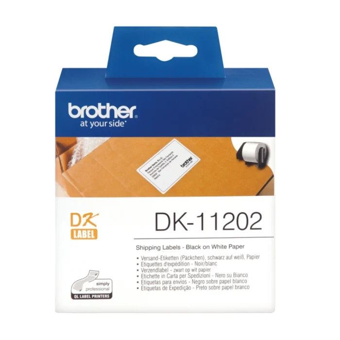 Brother-DK-11202-2 BROTHER เทปกระดาษต่อเนื่องพื้นขาว ขนาด 62 มม. DK-11202 (ฉลากแบบไดคัท)