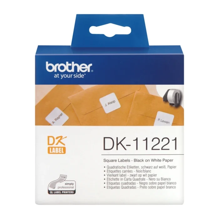 Brother-DK-11221-2 BROTHER เทปกระดาษต่อเนื่องพื้นขาว ขนาด 23 มม. DK-11221 (ฉลากแบบไดคัท)