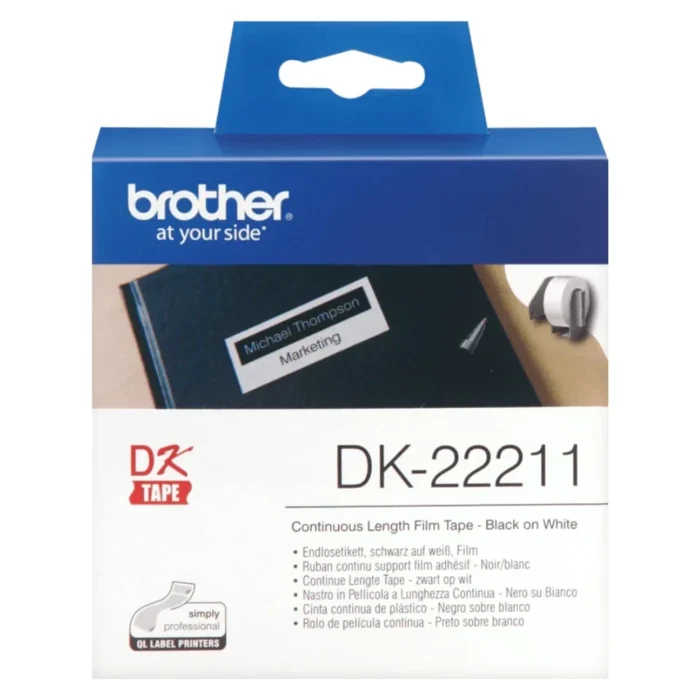 Brother-DK-22211-2 BROTHER เทปกระดาษต่อเนื่องพื้นขาว ขนาด 29 มม. DK-22211 (ชนิดม้วน)