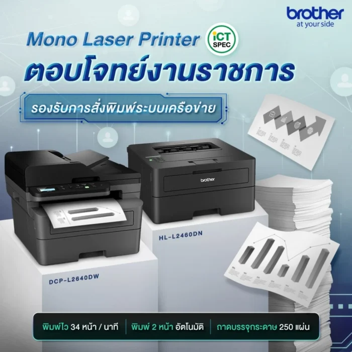 BROTHER Mono Multi function PRINTER เครื่องพิมพ์เลเซอร์สีดำ DCP-L2640DW