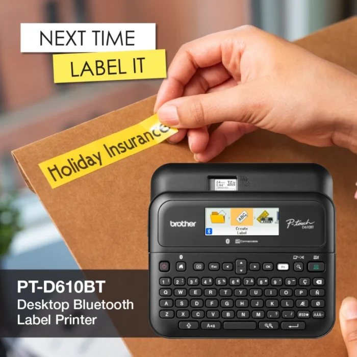 BROTHER เครื่องพิมพ์ฉลาก เครื่องปริ้นสติ๊กเกอร์ PT-D610BT