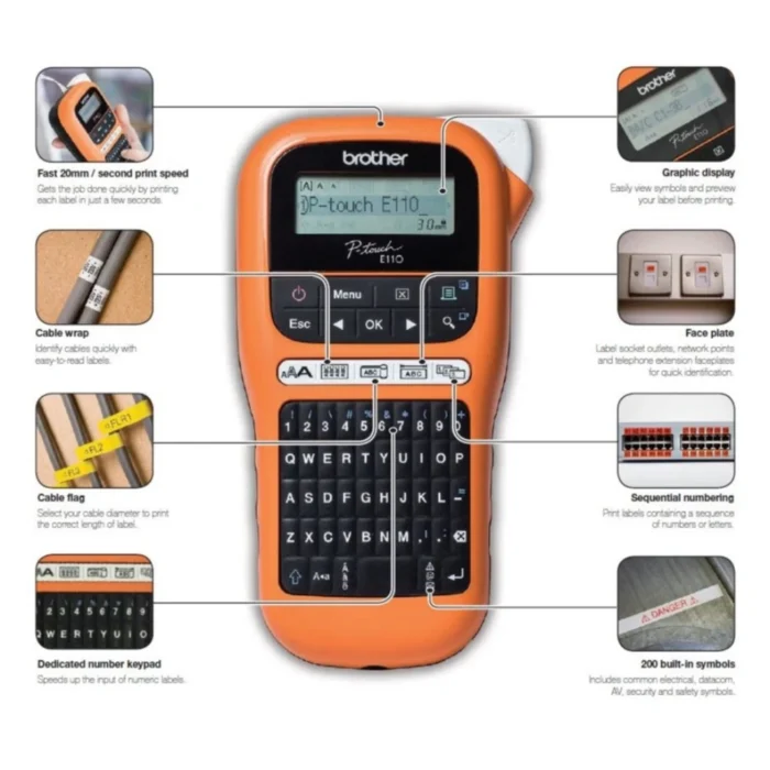 BROTHER เครื่องพิมพ์ฉลากสำหรับงานไฟฟ้า PT-E110VP