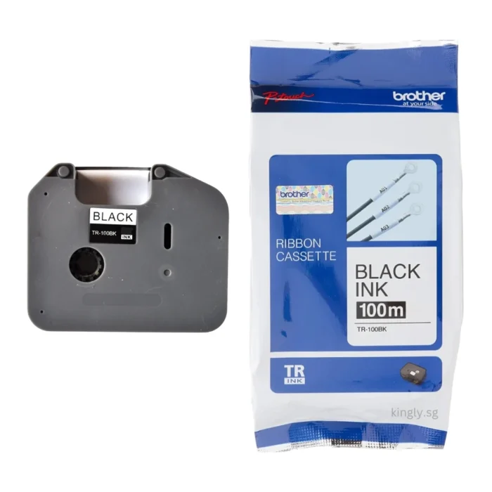 Brother-TR-100BK-1 BROTHER เทปผ้าหมึกพิมพ์ติดปลอกสายไฟ พื้นดำ ขนาด 12 มม. TR-100BK