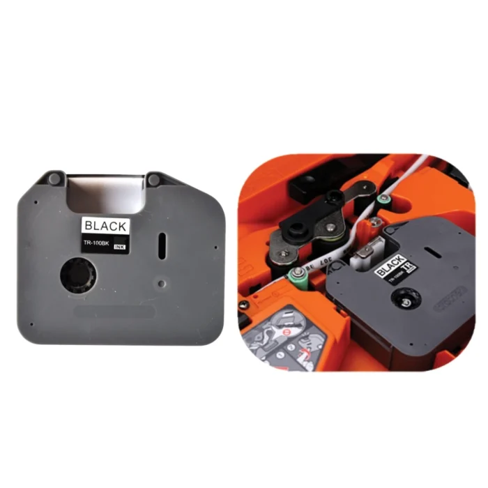 Brother-TR-100BK-3 BROTHER เทปผ้าหมึกพิมพ์ติดปลอกสายไฟ พื้นดำ ขนาด 12 มม. TR-100BK