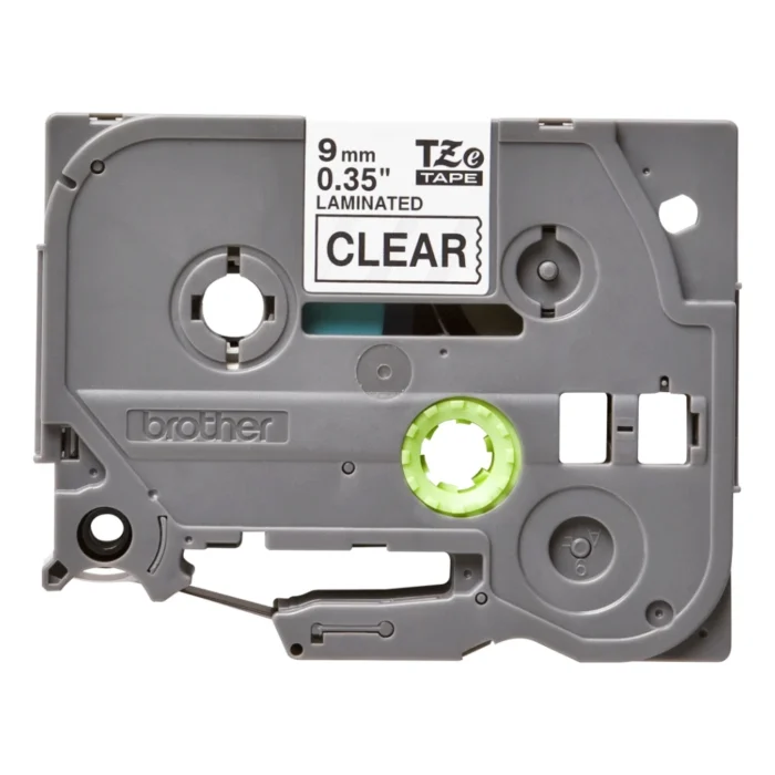 BROTHER เทปพิมพ์อักษรสีดำ พื้นใส ขนาด 9 มม. TZE-121