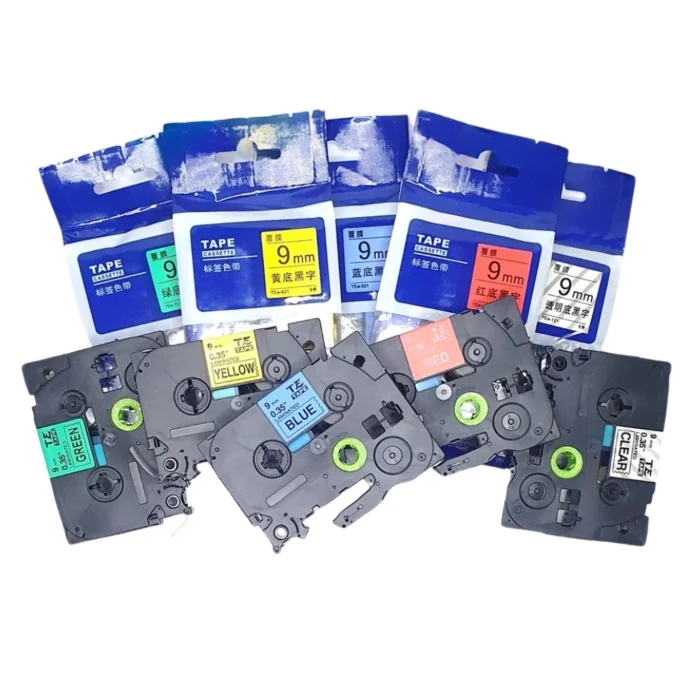 BROTHER เทปพิมพ์อักษรสีดำ พื้นใส ขนาด 9 มม. TZE-121