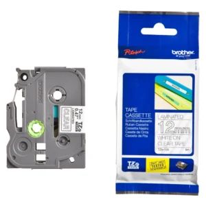 BROTHER เทปพิมพ์อักษรสีขาว พื้นใส ขนาด 12 มม. TZE-135
