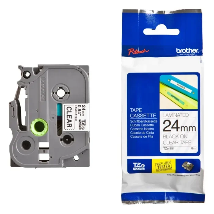 BROTHER เทปพิมพ์อักษรสีดำ พื้นใส ขนาด 36 มม. TZE-161