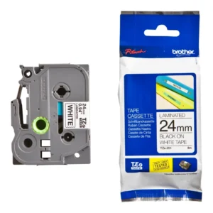 BROTHER เทปพิมพ์อักษรสีดำ พื้นขาว ขนาด 24 มม. TZE-251