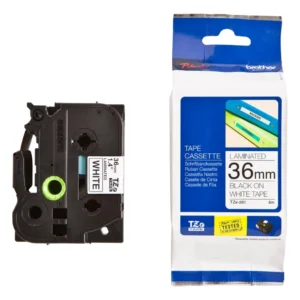 BROTHER เทปพิมพ์อักษรสีดำ พื้นขาว ขนาด 36 มม. TZE-261