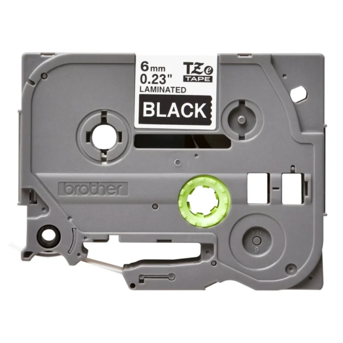 BROTHER เทปพิมพ์อักษรสีขาว พื้นดำ ขนาด 6 มม. TZE-315