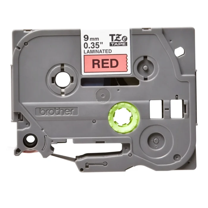 BROTHER เทปพิมพ์อักษรสีดำ พื้นแดง ขนาด 9 มม. TZE-421