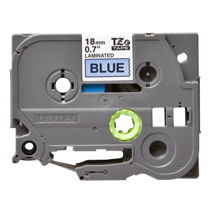 BROTHER เทปพิมพ์อักษรสีดำ พื้นน้ำเงิน ขนาด 18 มม. TZE-541
