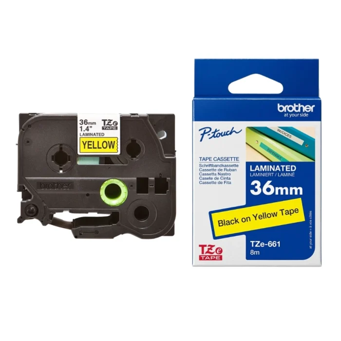 Brother-TZE-661-1 BROTHER เทปพิมพ์อักษรสีดำ พื้นเหลือง ขนาด 36 มม. TZE-661