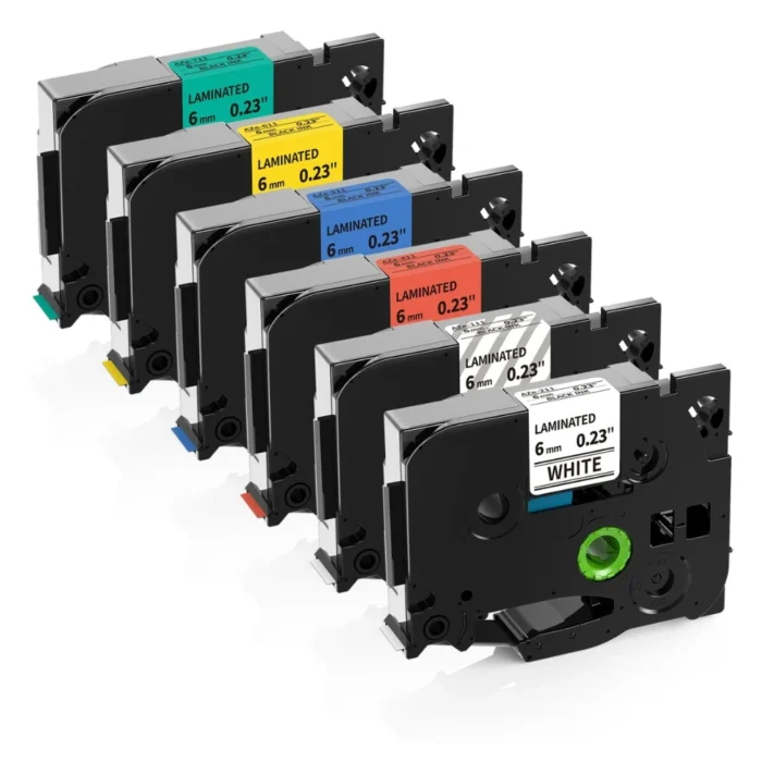 BROTHER เทปพิมพ์อักษรสีดำ พื้นเหลือง ขนาด 6 มม. TZE-611