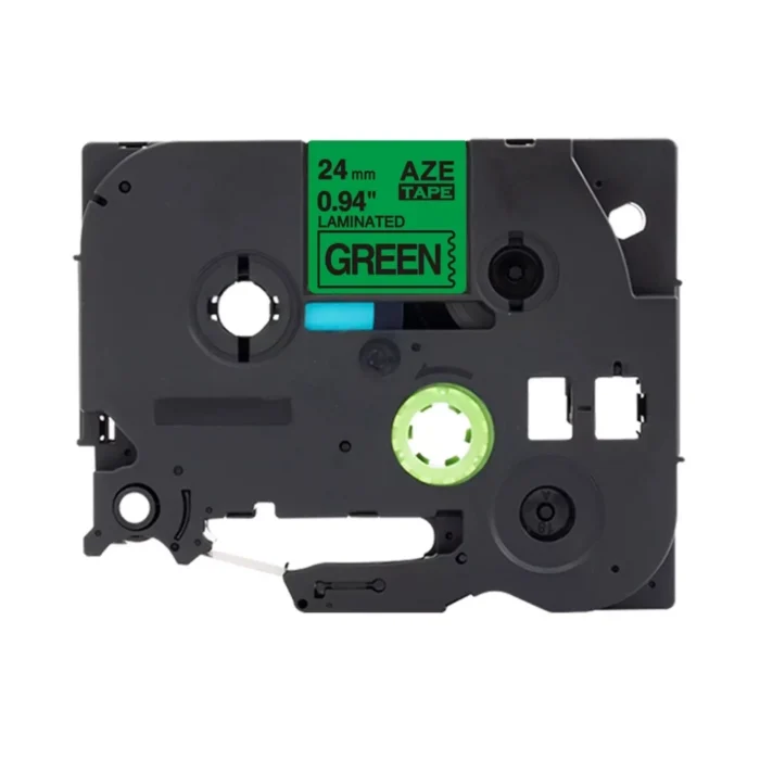 BROTHER เทปพิมพ์อักษรสีดำ พื้นเขียว ขนาด 24 มม. TZE-751