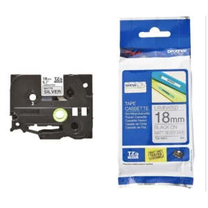 BROTHER เทปพิมพ์อักษรสีดำ พื้นเงิน ขนาด 18 มม. TZE-M941