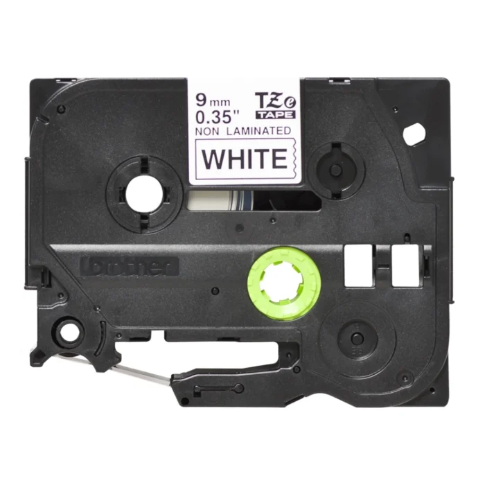 BROTHER เทปพิมพ์อักษรสีดำ พื้นขาว ขนาด 9 มม. TZE-N221 (ชนิดไม่เคลือบพลาสติก)