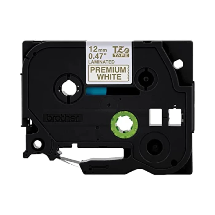 BROTHER เทปพิมพ์อักษรสีทอง พื้นขาว ขนาด 12 มม. TZE-PR234 (มีกากเพชร)