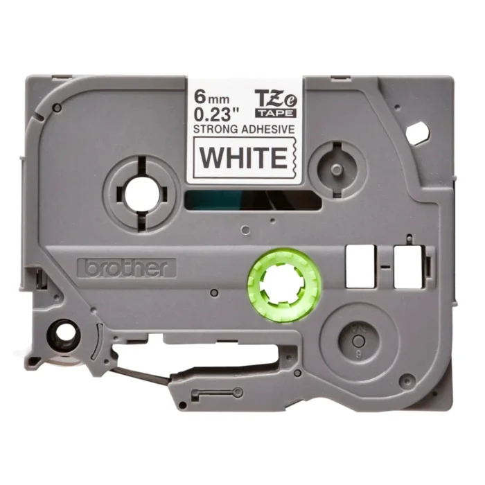 BROTHER เทปพิมพ์อักษรสีดำ พื้นขาว ขนาด 6 มม. TZE-S211 (ชนิดยึดเกาะแน่น)