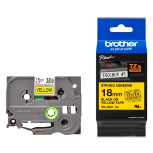 BROTHER เทปพิมพ์อักษรสีดำ พื้นเหลือง ขนาด 18 มม. TZE-S641 (ชนิดติดแน่นพิเศษ)