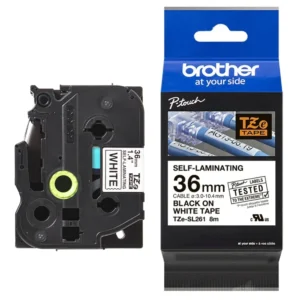 BROTHER เทปพิมพ์อักษรสีดำ พื้นขาว ขนาด 36 มม. TZE-SL261 (มาร์คติดสายไฟ)