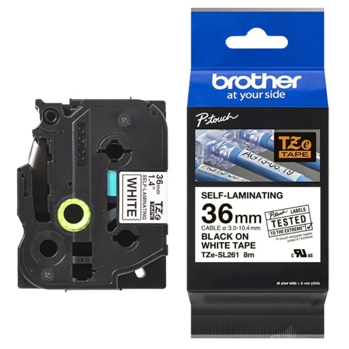 Brother-TZE-SL261-1 BROTHER เทปพิมพ์อักษรสีดำ พื้นขาว ขนาด 36 มม. TZE-SL261 (มาร์คติดสายไฟ)