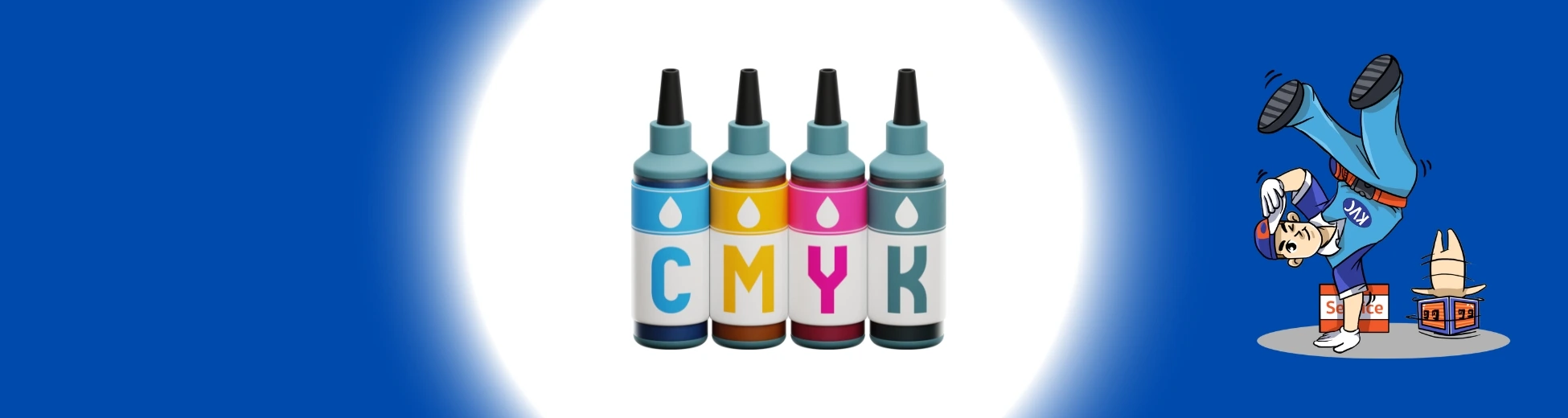 ขวดหมึกปริ้นเตอร์ 4 สี CMYK เควีซี คอมพิวเตอร์