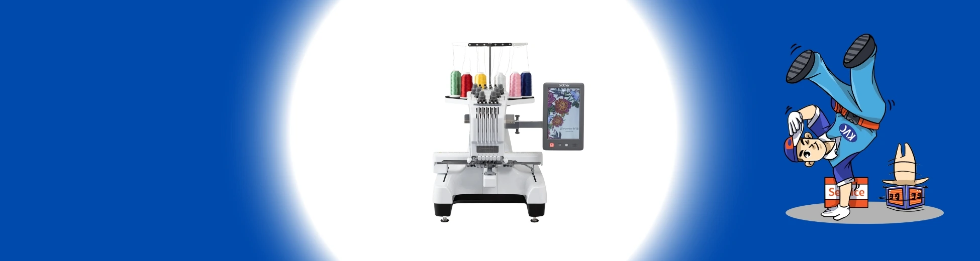 จักรปักลายผ้าอัตโนมัติ พร้อมด้ายหลากสี และจอแสดงผลลายปัก