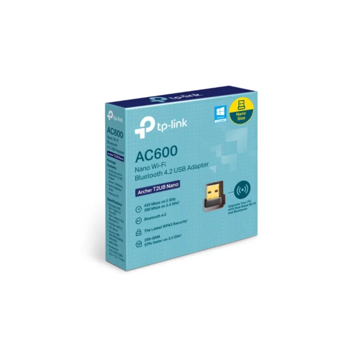 TP-LINK (Archer T2UB Nano) อะแดปเตอร์ USB Wi-Fi AC600 Dual Band พร้อม Bluetooth 4.2