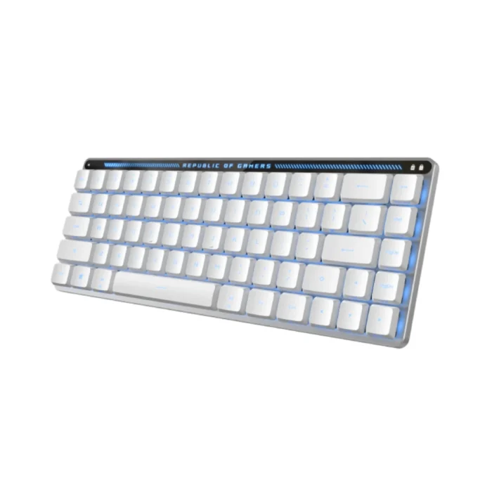 คีย์บอร์ดไร้สาย สีขาว ภาษาอังกฤษ ASUS M603 Falchion Low Profile RXBlue Keyboard (พิมพ์แล้วมีเสียงคลิก และได้แรงต้าน 2 จังหวะ)