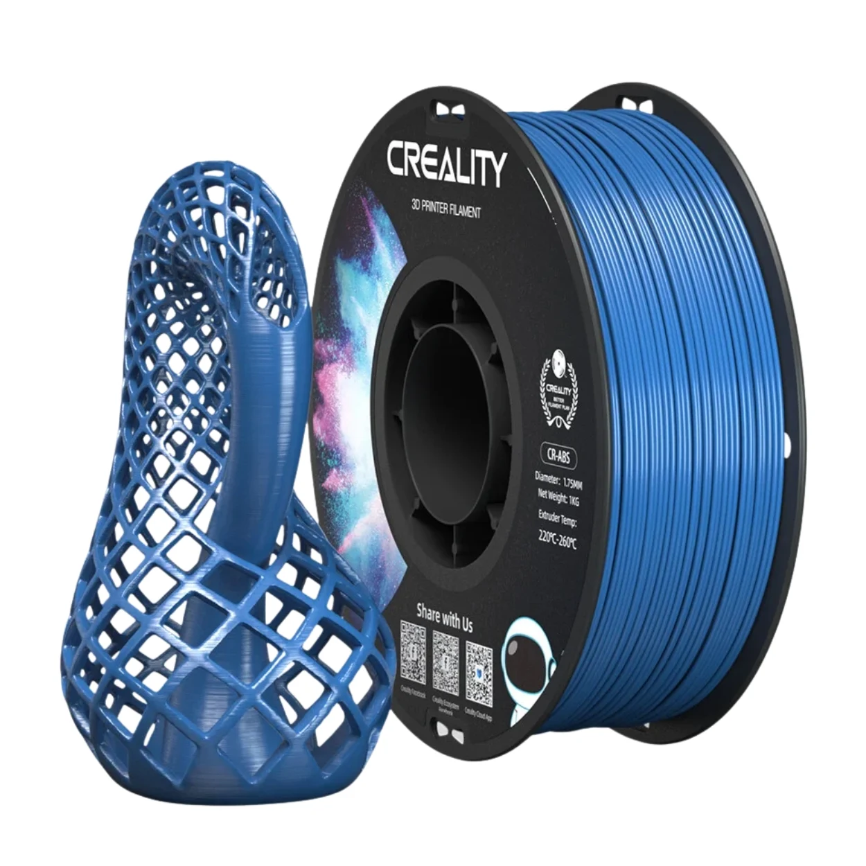 CR-ABS-Blue-1.75mm-1KG-01 เส้นพลาสติก 3D สีฟ้า Creality CR-ABS Blue 1.75mm 1KG