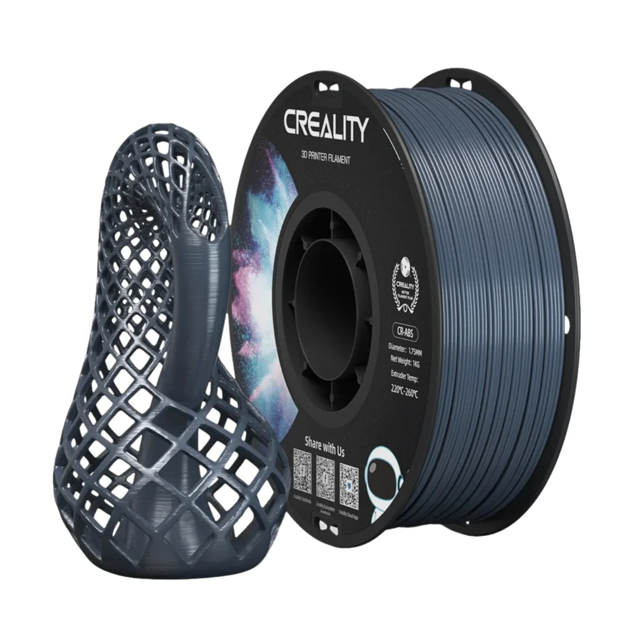 CR-ABS-Grey-1.75mm-1KG-01 เส้นพลาสติก 3D สีเทา Creality CR-ABS Grey 1.75mm 1KG