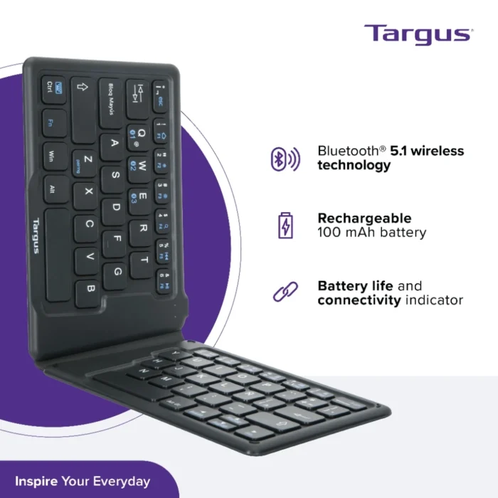 Targus KF003 Ergonomic Foldable Bluetooth Antimicrobial Keyboard คีย์บอร์ดบลูทูธ ภาษาไทย