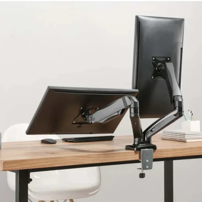 dual-desk-mount-mht-462501-4 แขนจับจอมอนิเตอร์แก๊สสปริง ปรับอิสระ สำหรับจอ 17 - 32 นิ้ว