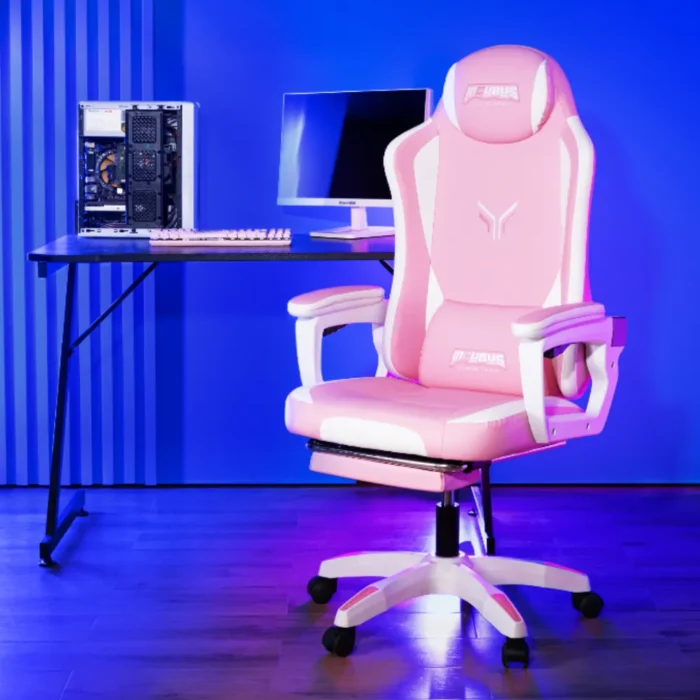 gaming-chair-e4936-pw-1 เก้าอี้เกมมิ่ง Deli รุ่น E4936-PW (สีชมพูสลับขาว)