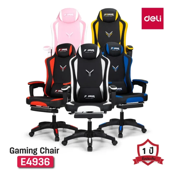 gaming-chair-e4936-wk-2 เก้าอี้เกมมิ่ง Deli รุ่น E4936-WK (สีขาวสลับดำ)