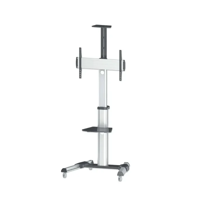 height-adjust-tv-cart-mht-461245-1 ขาตั้งทีวีอะลูมิเนียมหมุนจอได้ ปรับสูง-ต่ำ พร้อมล้อ AluPro Pivot Stand