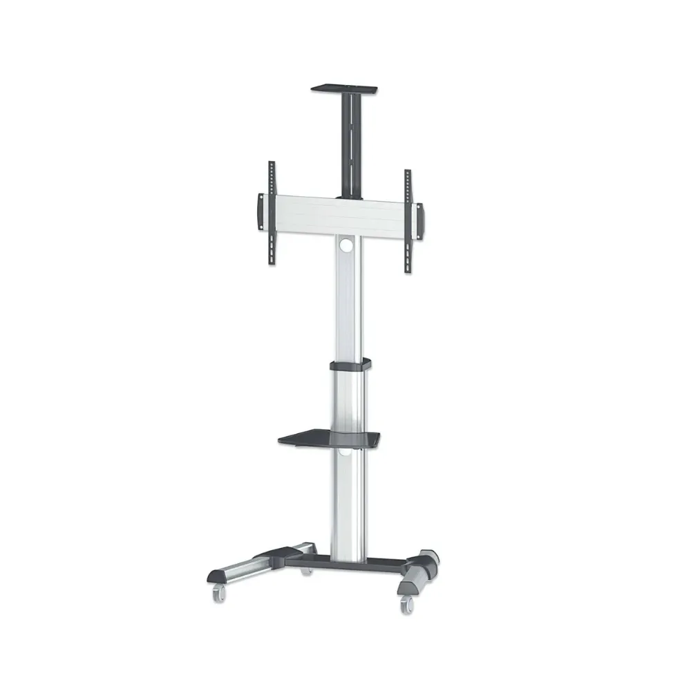 height-adjust-tv-cart-mht-461245-1 ขาตั้งทีวีอะลูมิเนียมหมุนจอได้ ปรับสูง-ต่ำ พร้อมล้อ AluPro Pivot Stand