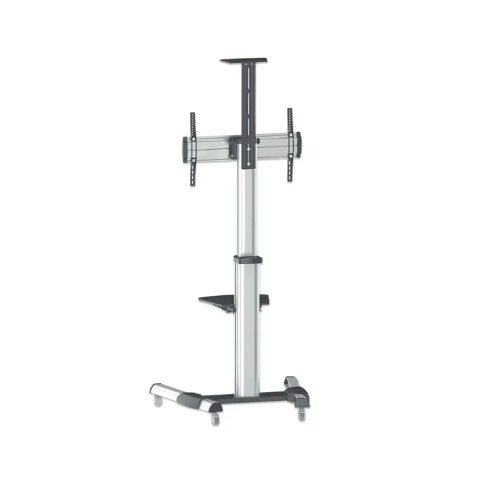 height-adjust-tv-cart-mht-461245-4 ขาตั้งทีวีอะลูมิเนียมหมุนจอได้ ปรับสูง-ต่ำ พร้อมล้อ AluPro Pivot Stand