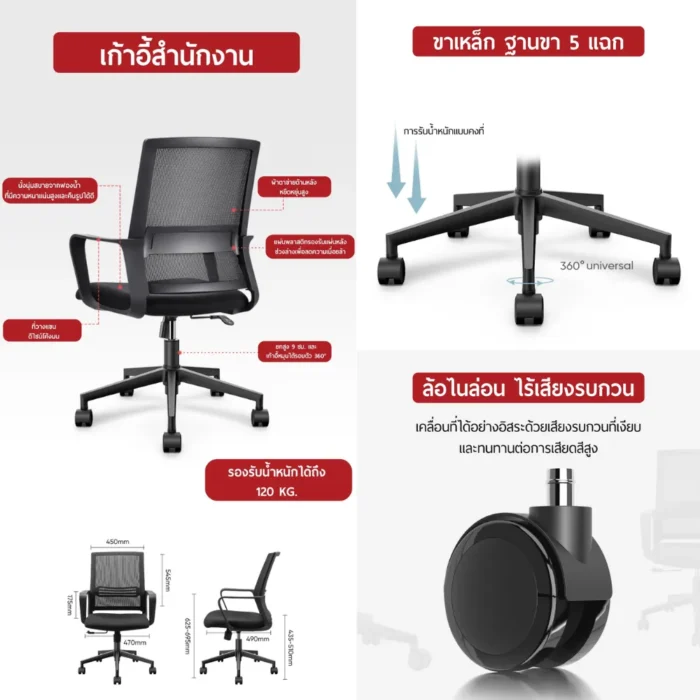office-chair-e4501-4 เก้าอี้สำนักงาน Deli รุ่น E4501 (OFFICE CHAIR E4501)