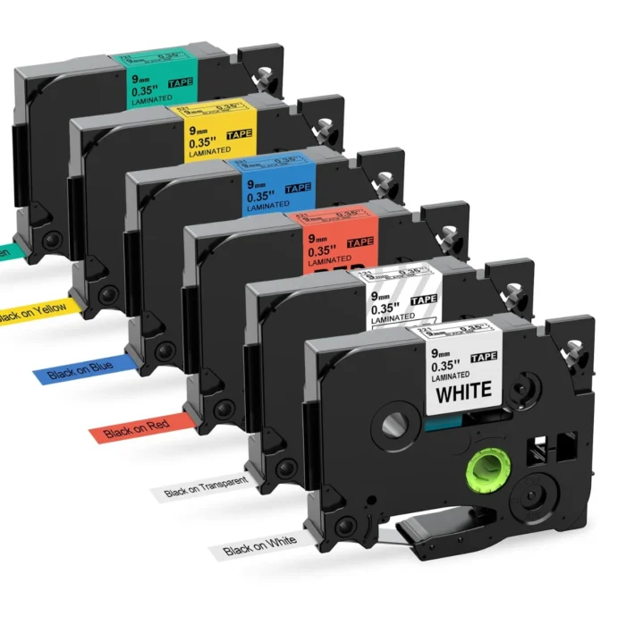 BROTHER เทปพิมพ์อักษรสีดำ พื้นใส ขนาด 9 มม. TZE-121