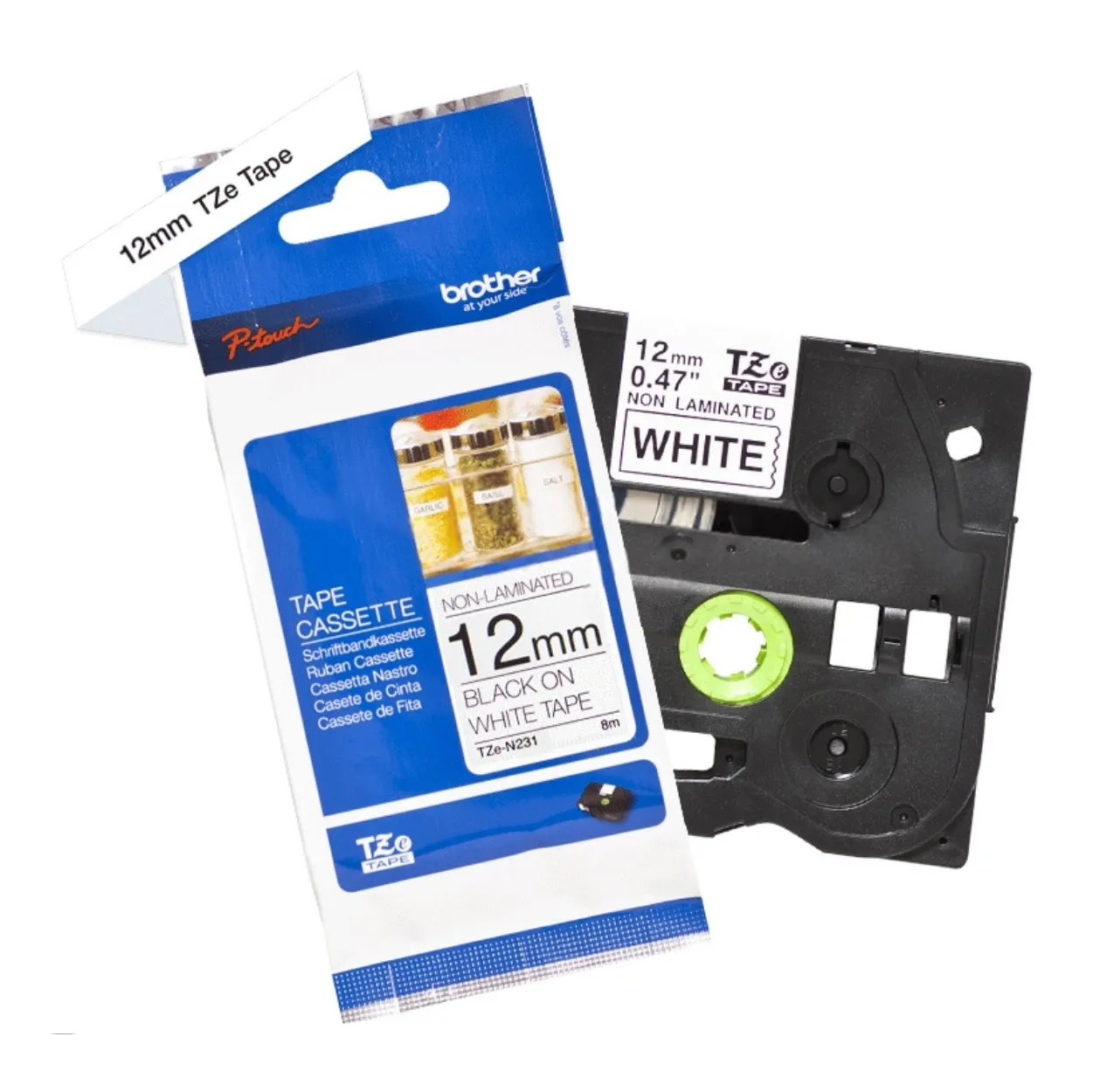 Brother TZE-N231 Tape 01 BROTHER เทปพิมพ์อักษรสีดำ พื้นขาว ขนาด 12 มม. TZE-N231 (ชนิดยืดหยุ่นสูง)