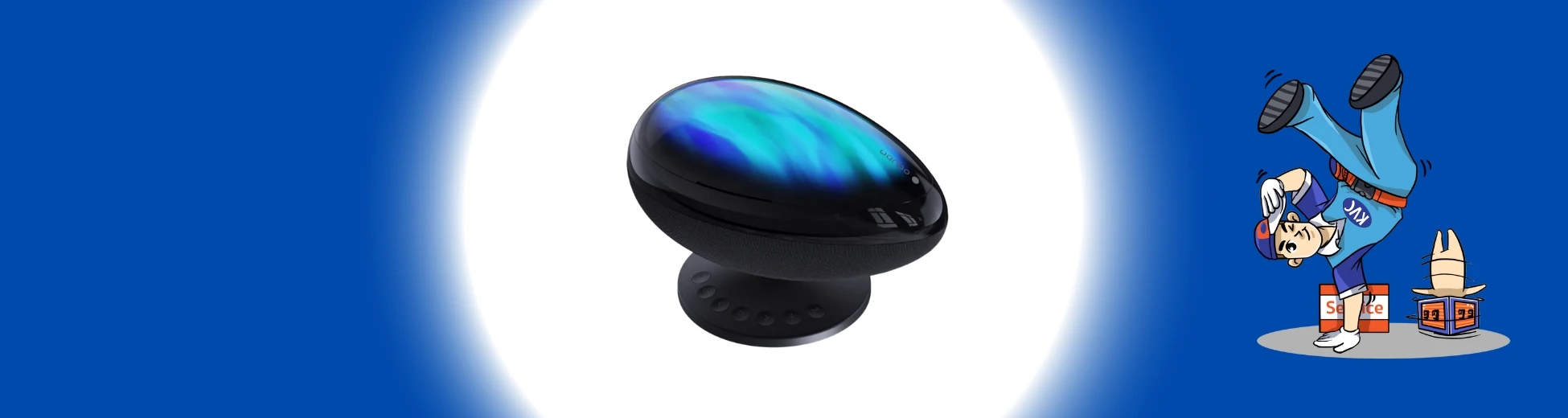 โคมไฟโปรเจคเตอร์ (Projector Lamp) จากร้านเควีซี คอมพิวเตอร์ เพิ่มความสว่าง สร้างบรรยากาศผ่อนคลาย พร้อมเสียง White Noise 4 แบบ เช่น เสียงคลื่นทะเล, นกร้อง, ลำธาร, น้ำหยด ช่วยให้นอนหลับสบาย