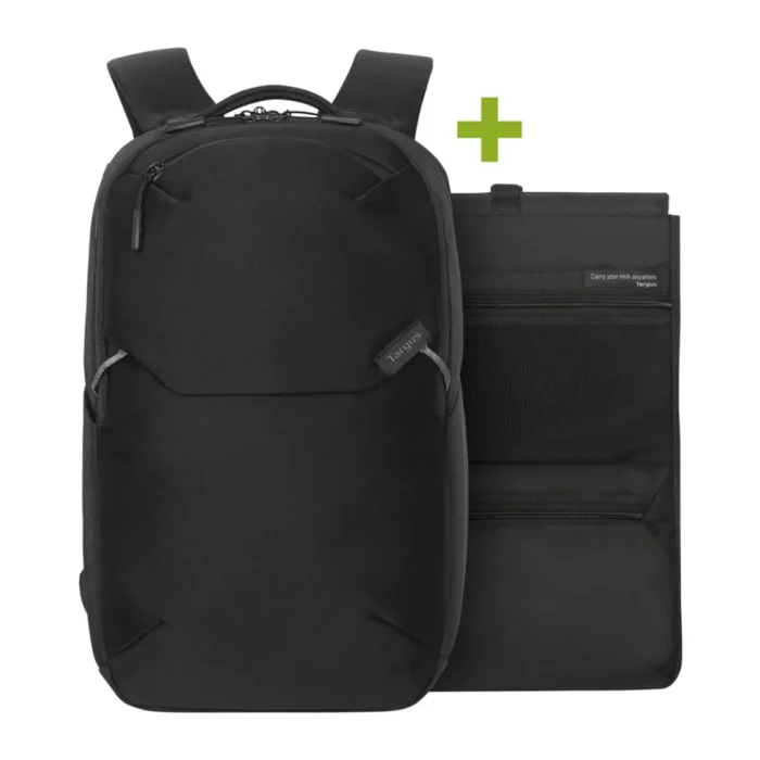 Targus Work+ EcoSmart Backpack Black 02 Targus Work+ EcoSmart® Backpack กระเป๋าเป้สะพายหลังโมดูลาร์สำหรับแล็ปท็อป ขนาด 15-16 นิ้ว