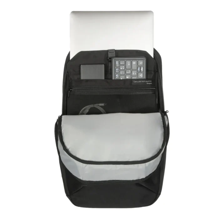 Targus Work+ EcoSmart Backpack Black 03 Targus Work+ EcoSmart® Backpack กระเป๋าเป้สะพายหลังโมดูลาร์สำหรับแล็ปท็อป ขนาด 15-16 นิ้ว
