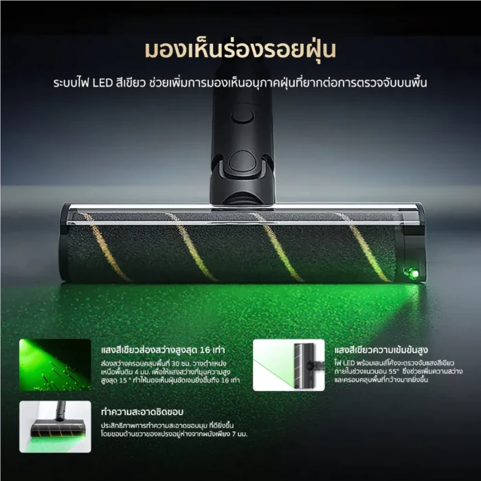 dreame-v16-pro-cordless-vacuum-cleaner-2 Dreame V16 Pro Cordless Vacuum Cleaner เครื่องดูดฝุ่นไร้สาย 215AW/27,000Pa มอเตอร์ 160,000 RPM ไฟส่องฝุ่นสีเขียว แบต 85 นาที สีเทา