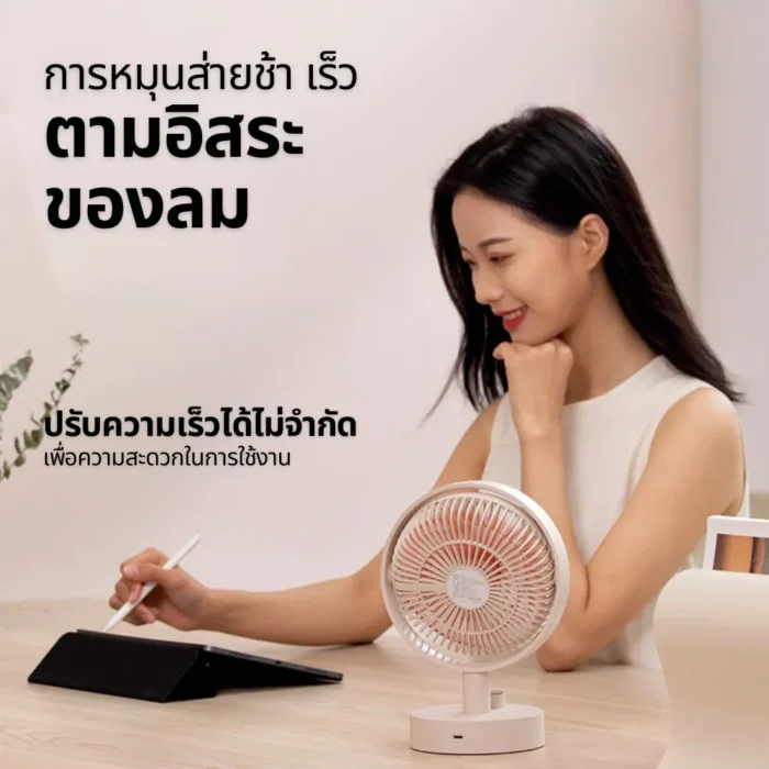 sothing-desktop-fan-plume-green-2 SOTHING Plume Table Fan พัดลมตั้งโต๊ะแบตเตอรี่ 2000mAh ส่ายได้ 160° ปุ่มหมุนพร้อมจอแสดงผล สีเขียว