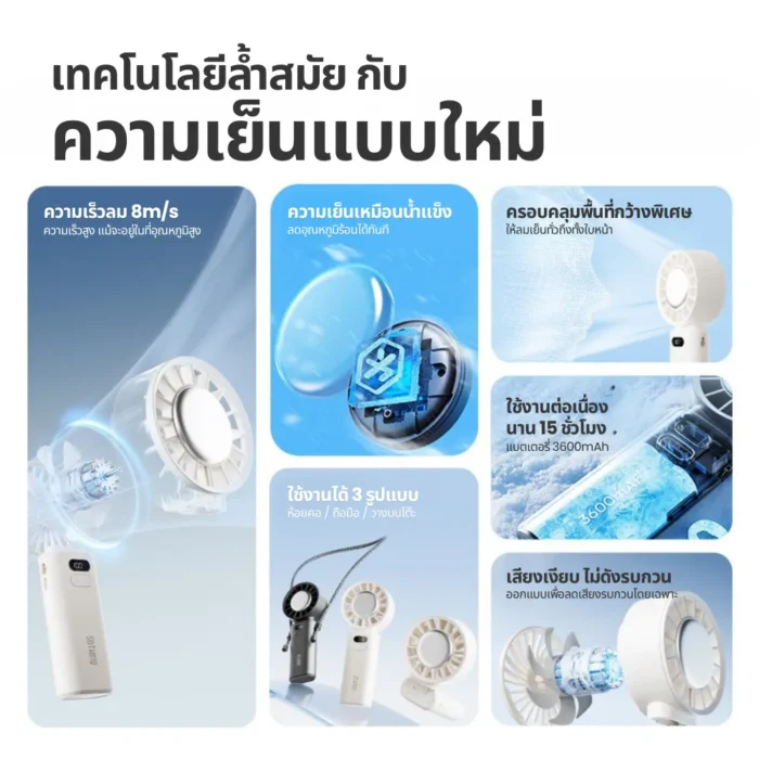 SOTHING Engine Ice Z Handheld Fan พัดลมมือถือทำความเย็น Cooling Pad ปรับลม 100 ระดับ พร้อมสายคล้อง สีเทา